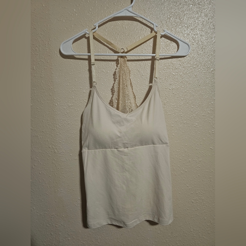 Cream Lace-Back Cami Top